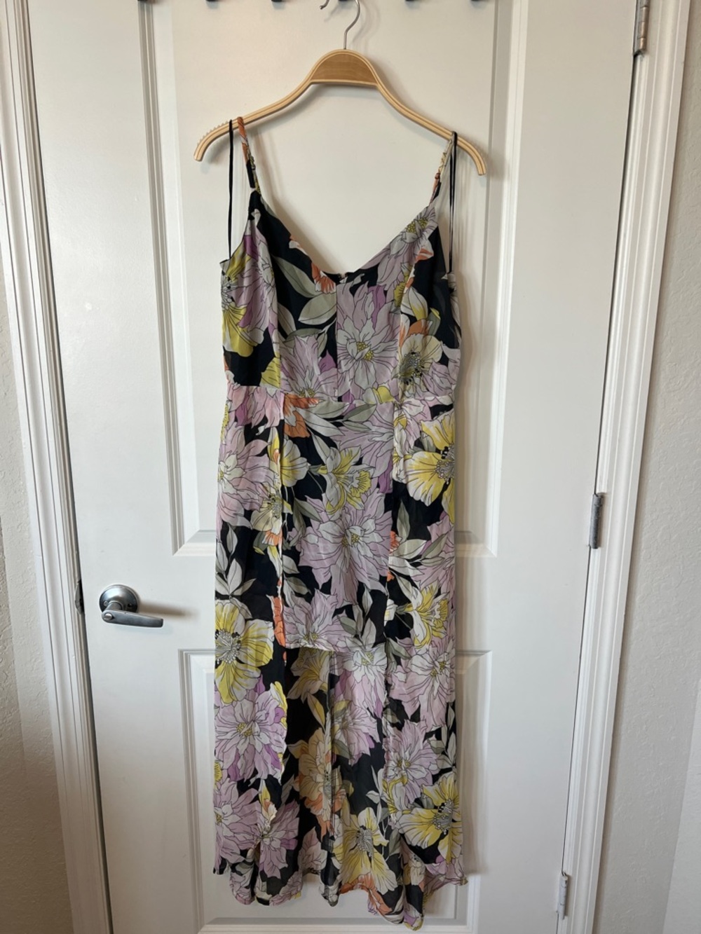 Guess Black Floral Print Dress with Pink and Orange Accents